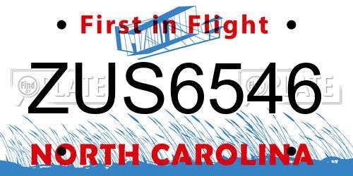 ZUS6546 North Carolina License Plate
