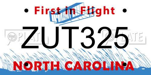 ZUT325 North Carolina License Plate