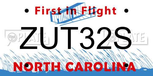 ZUT32S North Carolina License Plate