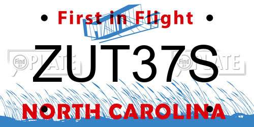 ZUT37S North Carolina License Plate