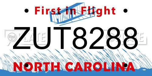 ZUT8288 North Carolina License Plate