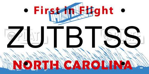 ZUTBTSS North Carolina License Plate