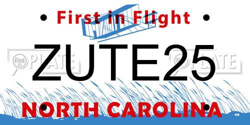 ZUTE25 North Carolina License Plate