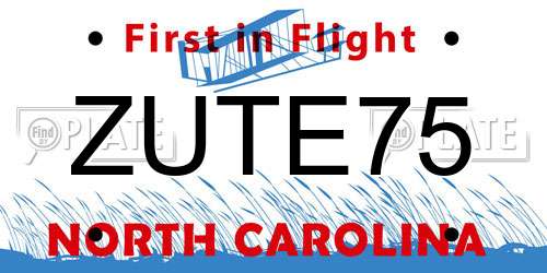 ZUTE75 North Carolina License Plate