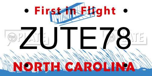 ZUTE78 North Carolina License Plate