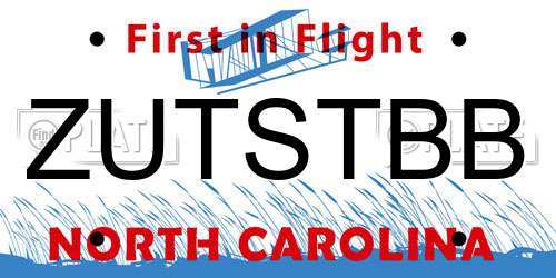 ZUTSTBB North Carolina License Plate