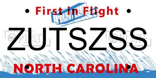 ZUTSZSS North Carolina License Plate