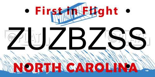 ZUZBZSS North Carolina License Plate