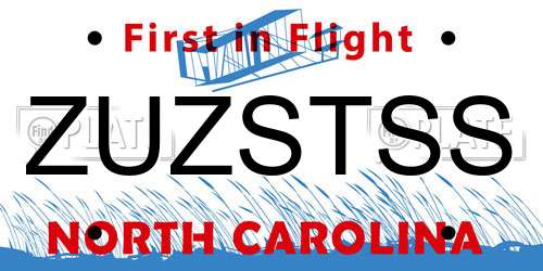 ZUZSTSS North Carolina License Plate