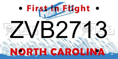 ZVB2713 North Carolina License Plate