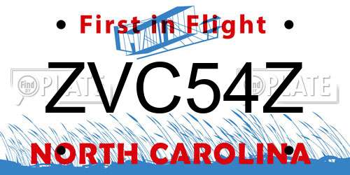 ZVC54Z North Carolina License Plate