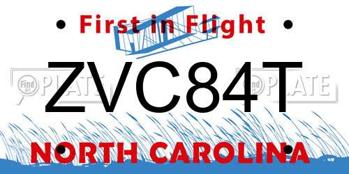 ZVC84T North Carolina License Plate