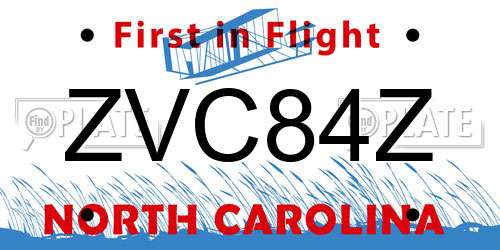 ZVC84Z North Carolina License Plate