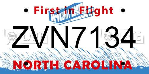 ZVN7134 North Carolina License Plate