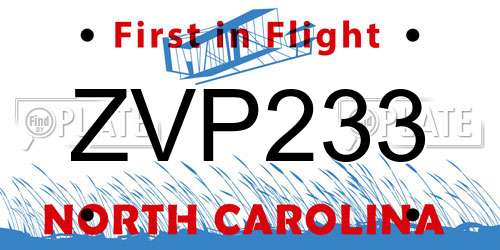 ZVP233 North Carolina License Plate