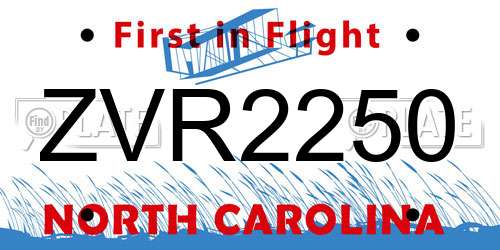 ZVR2250 North Carolina License Plate