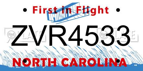 ZVR4533 North Carolina License Plate