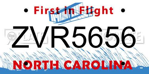 ZVR5656 North Carolina License Plate
