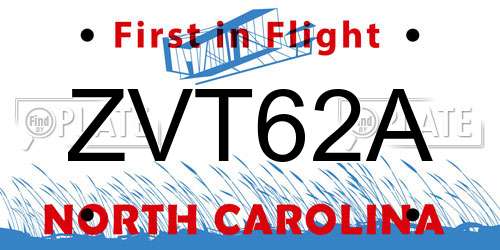 ZVT62A North Carolina License Plate