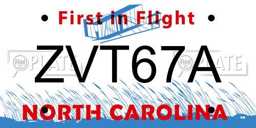 ZVT67A North Carolina License Plate