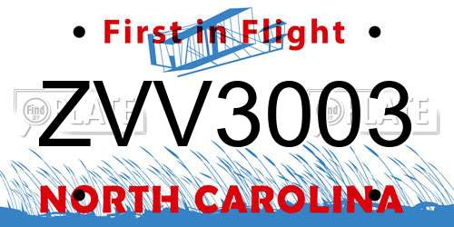 ZVV3003 North Carolina License Plate