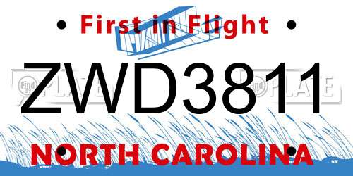 ZWD3811 North Carolina License Plate