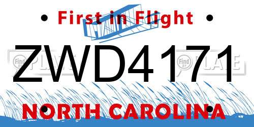 ZWD4171 North Carolina License Plate