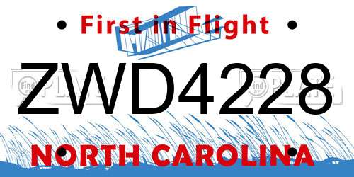 ZWD4228 North Carolina License Plate