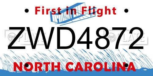 ZWD4872 North Carolina License Plate