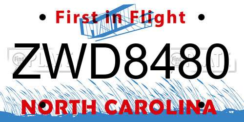 ZWD8480 North Carolina License Plate