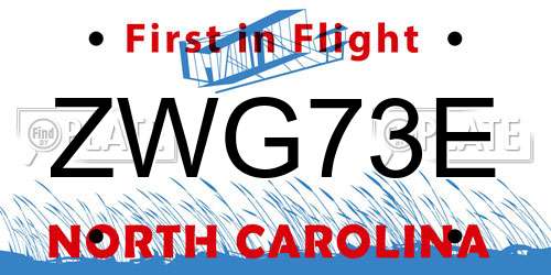 ZWG73E North Carolina License Plate