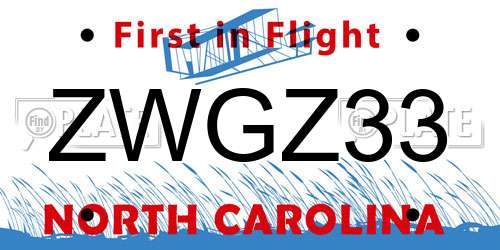 ZWGZ33 North Carolina License Plate