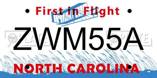 ZWM55A North Carolina License Plate