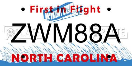 ZWM88A North Carolina License Plate