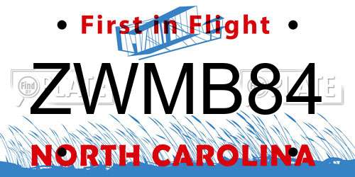 ZWMB84 North Carolina License Plate