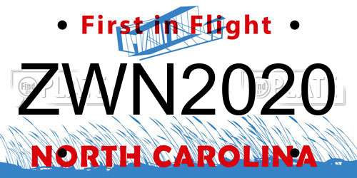 ZWN2020 North Carolina License Plate