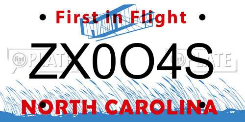 ZX0O4S North Carolina License Plate