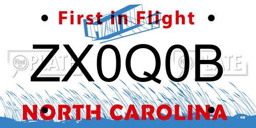 ZX0Q0B North Carolina License Plate