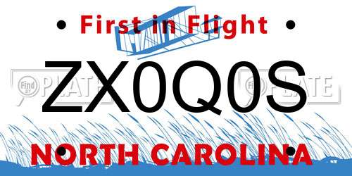 ZX0Q0S North Carolina License Plate