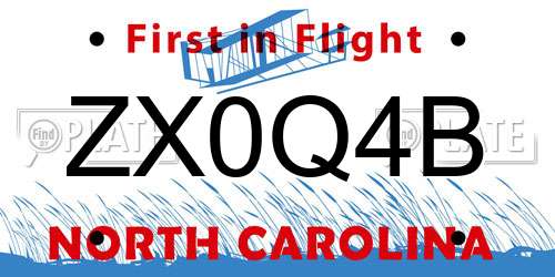 ZX0Q4B North Carolina License Plate