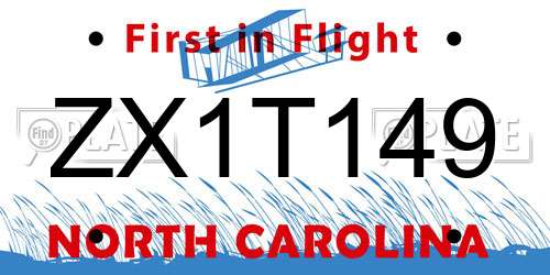 ZX1T149 North Carolina License Plate