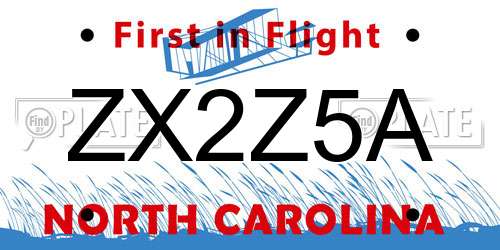 ZX2Z5A North Carolina License Plate