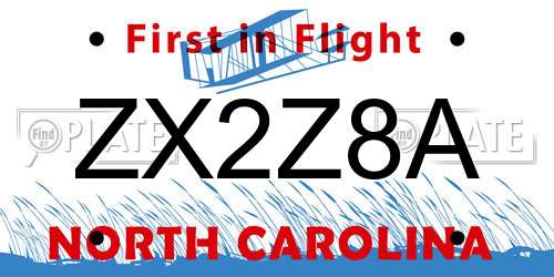 ZX2Z8A North Carolina License Plate
