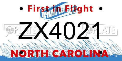 ZX4021 North Carolina License Plate