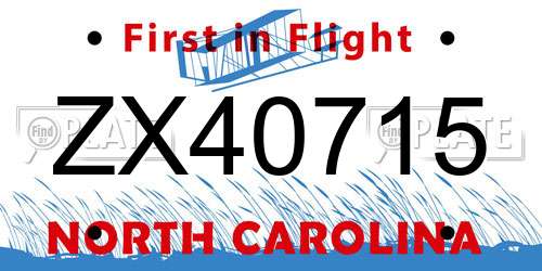ZX40715 North Carolina License Plate