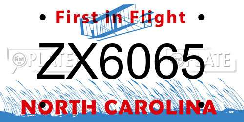 ZX6065 North Carolina License Plate