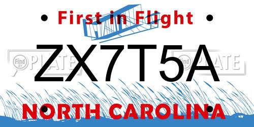 ZX7T5A North Carolina License Plate