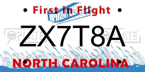 ZX7T8A North Carolina License Plate