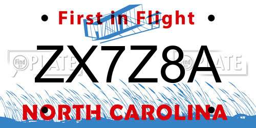 ZX7Z8A North Carolina License Plate
