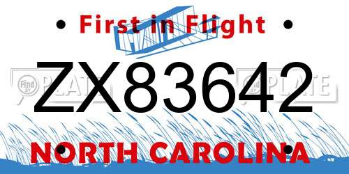 ZX83642 North Carolina License Plate